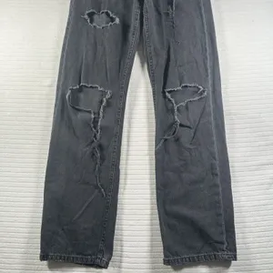 Aeropostale 90's Baggy Black Wash Button Fly Distressed Denim Jeans Size 0 thumbnail 2