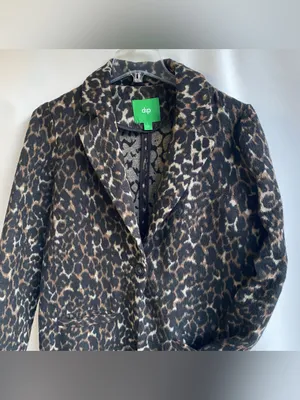 Dip wool blend dress coat leopard animal print fall winter midi length over coat thumbnail 2