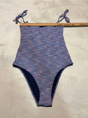 Aerie Purple blue Tie-Shoulder One-Piece cheeky Swimsuit medium thumbnail 2