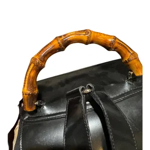 GUCCI Vintage Bamboo Patent Leather/Canvas Backpack Black with Dust Bag thumbnail 13