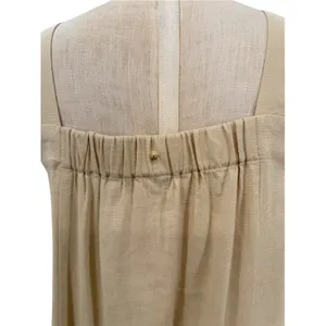 Cuyana Linen Blend Tie Front Square Neck Maxi Dress Beige Minimalist Size Small thumbnail 9
