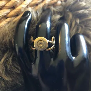 Vintage handmade hammered brass bullet primer ring thumbnail 2