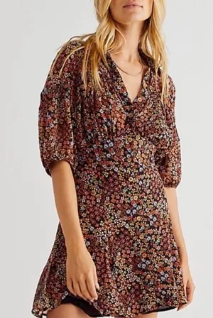 Free People Bonnie Floral Chiffon Mini Dress Size XS thumbnail 1