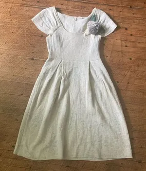 Moth Anthropologie wool cream flower embellished retro XS dress thumbnail 1