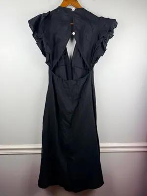 Anthropologie Charlie Holiday Ruffled Cover-Up Midi Dress in black size 6 thumbnail 5