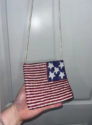 Vintage Unbranded Beaded American Flag All-American Core Chic Crossbody Bag thumbnail 9