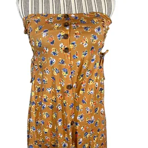 ASOS Tan Floral Front Slit Strapless Summer Dress Convertible Skirt Women Sz 4 thumbnail 5