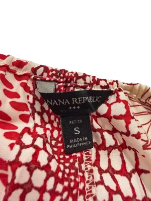Banana Republic Red Cream Mixed Print Halter Tie Neck Top Shirt Small Women's thumbnail 6
