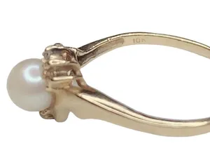 Vintage Solid 10k Yellow Gold Natural Pearl Ring Cool Piece Sz 6.25 thumbnail 4