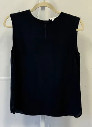 Milly Black Silk Blend Sleeveless Blouse Keyhole Back Top Size 4 Made‎ in USA thumbnail 1