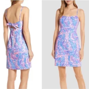 Lilly Pulitzer Shelli Sheath Dress Women's 0‎ Blue Pink Feminine Dainty Classic thumbnail 2