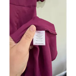 Alexa Admor Plum Burgundy Satin V-Neck Puff Sleeve Midi Dress Size 6 thumbnail 4