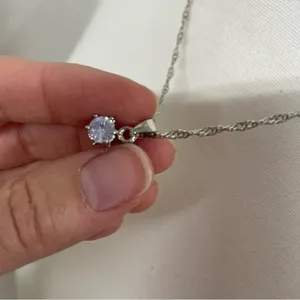 Blue Rhinestone & Silver Tone Necklace Costume Jewelry thumbnail 8