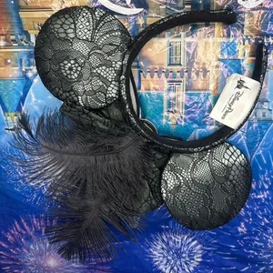 Disney parks nightmare before Christmas lace feather Halloween Minnie ears thumbnail 3