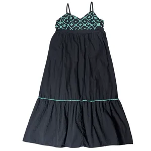 Ava & Viv Black Embroidered Cotton Tiered Maxi Dress Size 1X thumbnail 3