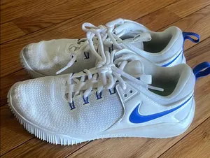 Nike White Volleyball Sneakers with Blue Accents size W9 thumbnail 1
