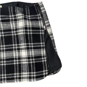 Hollister Black White Plaid Wool Blend Mini Skirt Size 7 Preppy Zip Front thumbnail 6