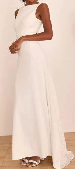 Lulu's White Lace Boat Neck Cutout Back Maxi Dress XS thumbnail 1