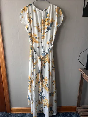 Lulus French Countryside White and Yellow Floral Print High-Low Dress Size XL thumbnail 7