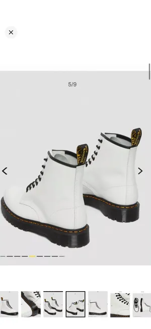 Dr. Martens White Leather 8-Eye Lace-Up Platform Boots with Black Laces thumbnail 4