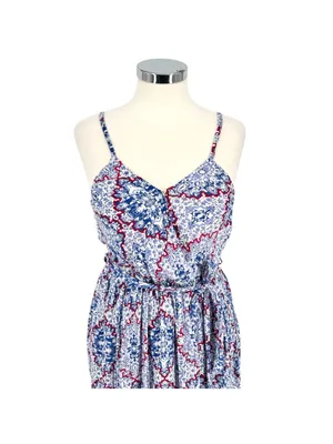Sim & Sam Printed Summer Maxi Dress Blue Size Small NWT Boho Resortwear thumbnail 4