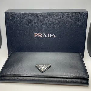 Prada Large Saffiano Calfskin Leather Wallet - Black - Preowned thumbnail 14