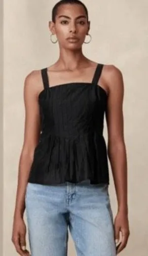 Banana Republic Black Square Neck Peplum Top size 4 NEW #756 thumbnail 1