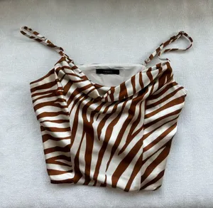 Satin Zebra Print Crop Top thumbnail 4