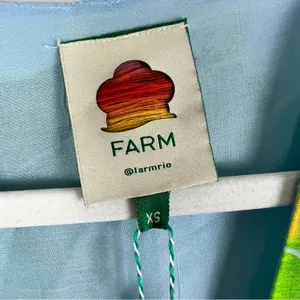 Farm Rio Fresh Bananas Butterfly Sleeve Maxi Dress Light Blue Green Size XS NWT thumbnail 3