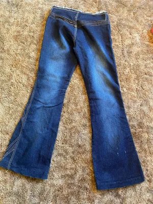 Y2K R4R Women’s Dark Blue Flare Jeans with Cross-Stitch Diamond Detail thumbnail 5