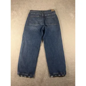 American Eagle Super High Rise Baggy Straight Cargo Jeans Size 12‎ Short Denim thumbnail 6
