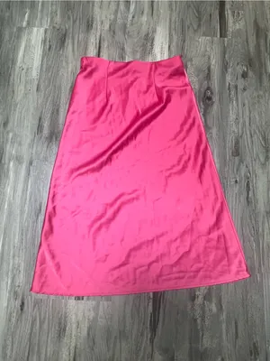 Rachel Zoe Hot Pink Satin Midi Slip Skirt Fuchsia Size 2 thumbnail 4