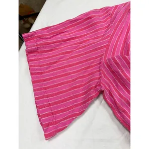 Universal Threads womens linen blend pink stripe cropped shirt. Size M. beach thumbnail 5