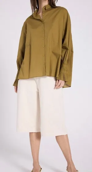 Notshy Cotton Button Up Shirt Size M Taupe Minimalist Lagenlook‎ Oversize thumbnail 1