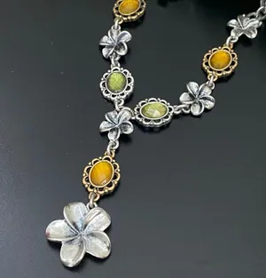 LUCKY BRAND Silver-tone Chain Flower Cabochon Y-Necklace 31g thumbnail 8