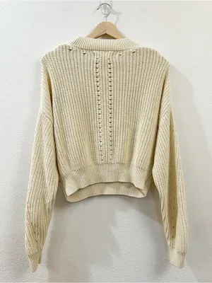 Spiritual Gangster Cream Cotton Cashmere Harper‎ Women's Cropped Sweater Size M thumbnail 7