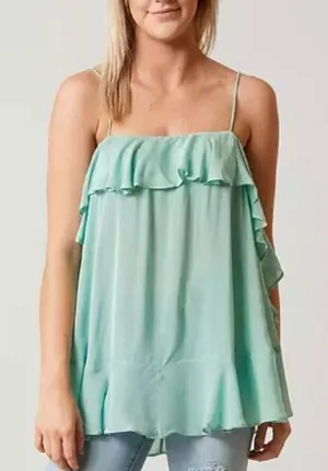 NWT Free People Cascades Tank Top ruffle camisole Sz s‎ thumbnail 1