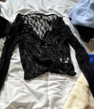 Black Lace Top Shein Long Sleeve thumbnail 1