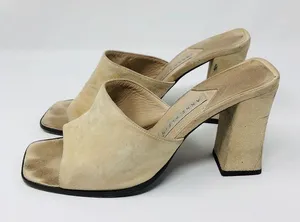 ANNE KLEIN tan suede heel 👡 slides thumbnail 1