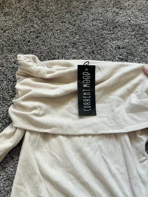 Dolls Kill Off-Shoulder Ribbed Top in Cream thumbnail 6