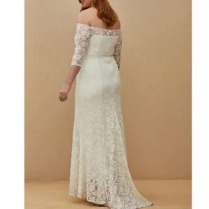 NWT TORRID Ivory Lace Off Shoulder Fit & Flare Wedding Dress Size 18 thumbnail 2