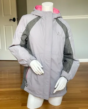Gerry Girls Ski Jacket Size L 14/16 Gray Pink Hooded Winter Snow Coat thumbnail 1