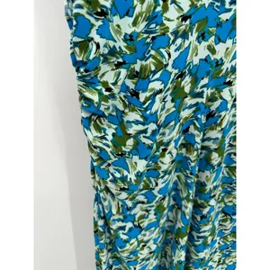 Halogen Blue Green Floral Cap Sleeve Ruched Waist Midi Dress HA469372MI Womens S thumbnail 5