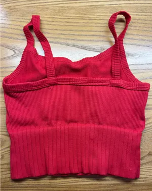 TJ Maxx Red Ribbed Crop Top thumbnail 1