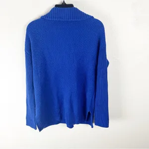 LAUREN RALPH LAUREN Blue Waffle Knit Long Sleeve V-Neck Sweater Small Cabincore thumbnail 2