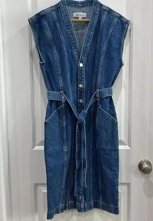 NWT Ética Denim Issa Seamed Dress Topaz River Sz S thumbnail 3
