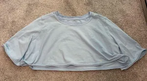 free people light blue short sleeve crop top thumbnail 4