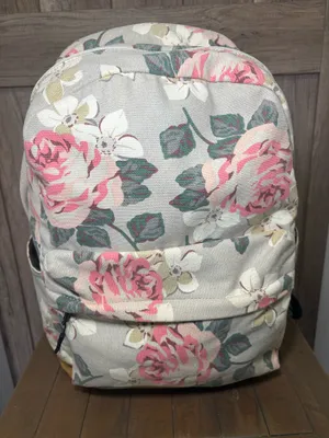 Floral/Gray Canvas Backpack Pink thumbnail 4
