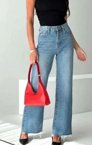 Princess Polly Denim Straight Relaxed Jeans Sz 2 thumbnail 1