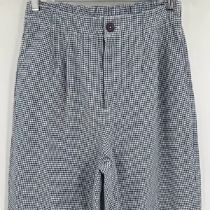 Free People Kate Gingham‎ Pants Navy White 100% Cotton Straight Leg Size Medium thumbnail 4